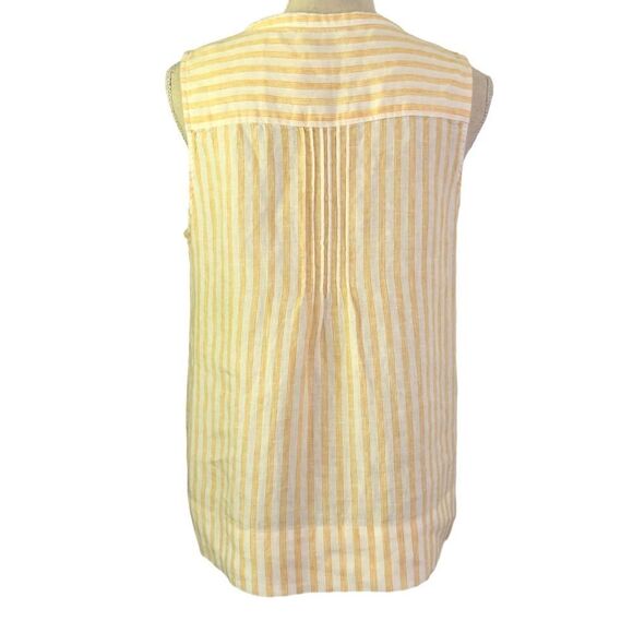 Faherty Isha Top Yellow Stripe Linen Size Medium NWT - Picture 6 of 15